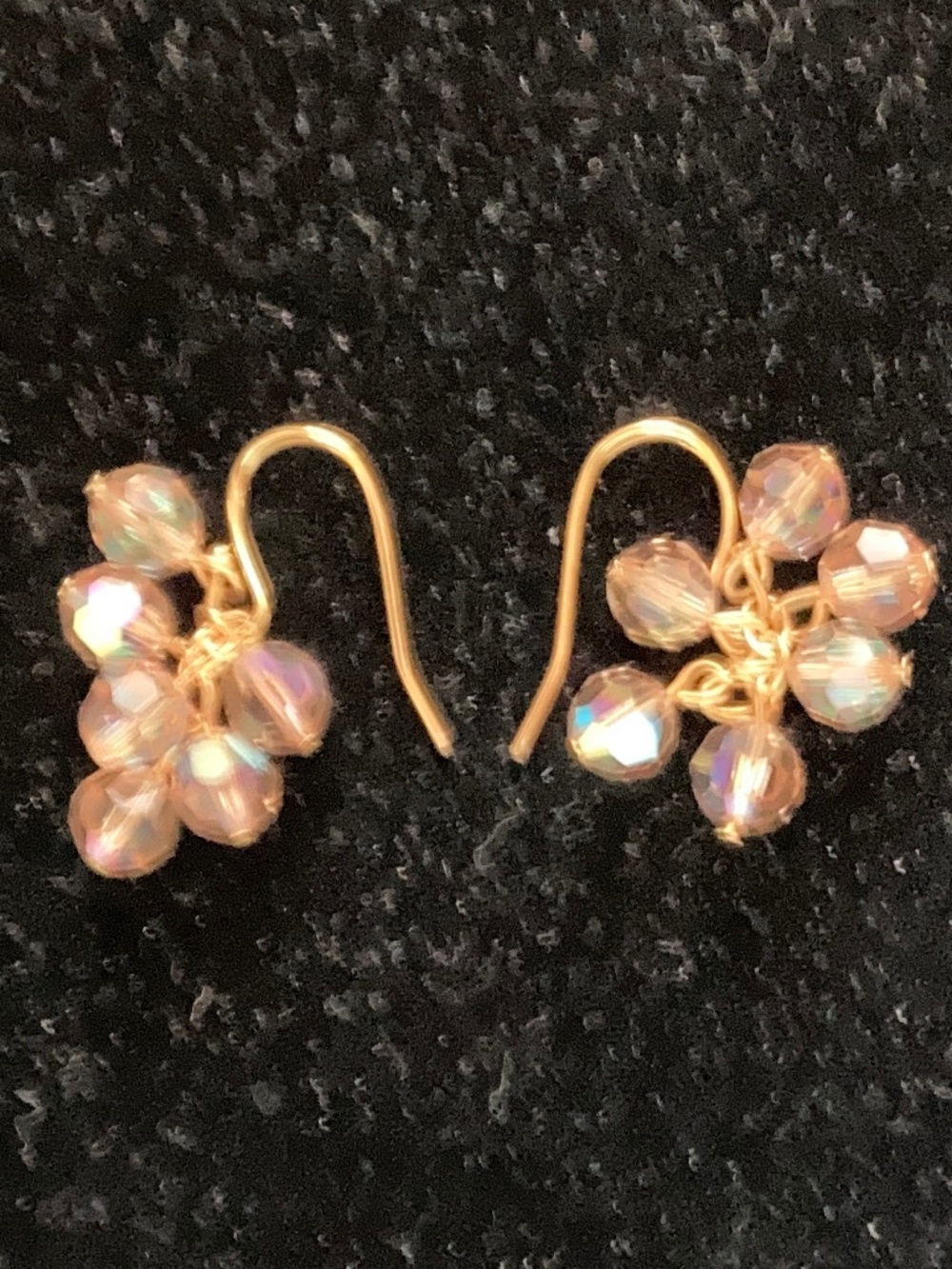Yellow Gold Tone Earrings With A Cluster of Faceted Beads/Shepherd's Hook/NEW!